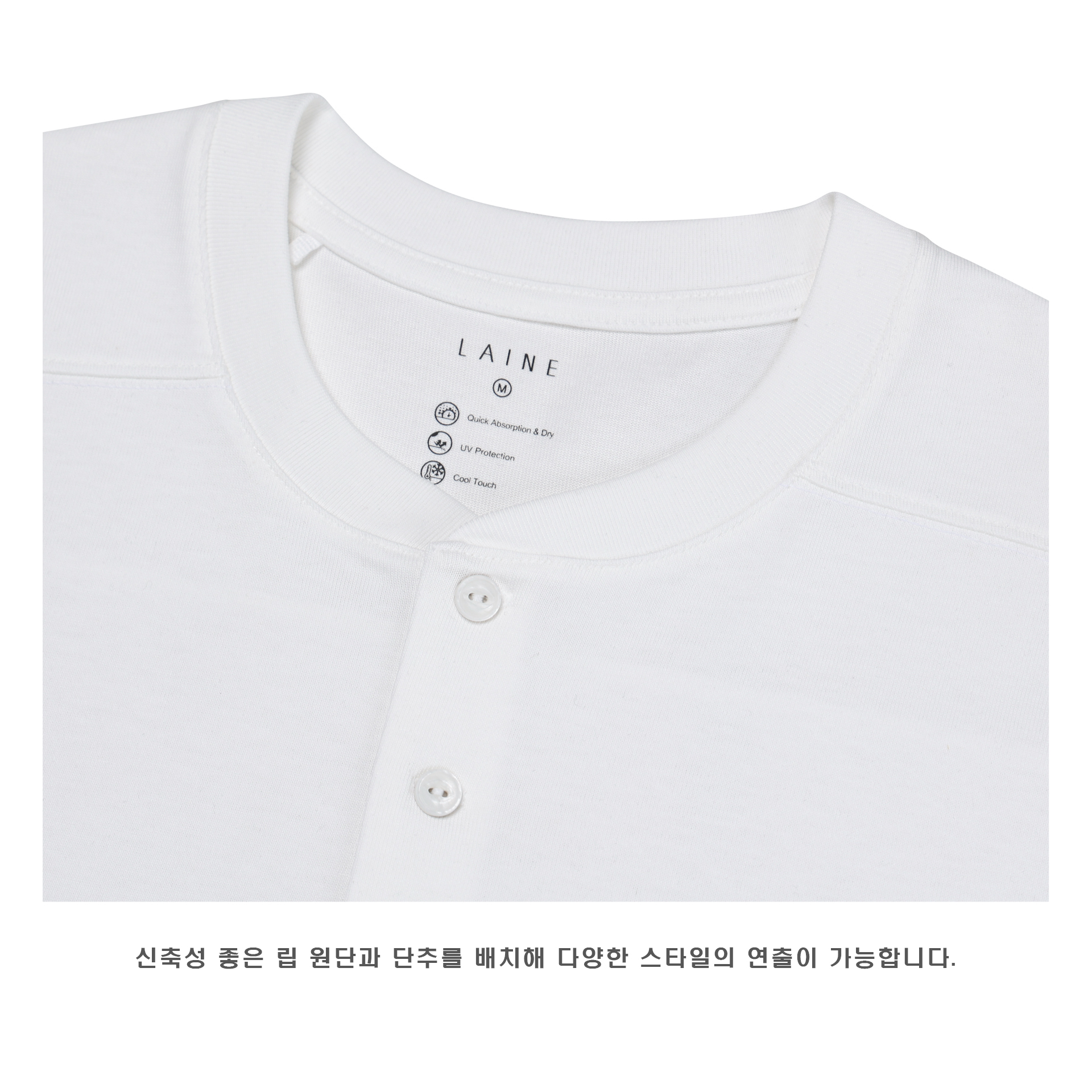 [LAINE] USA Henley Neck Standard-Fit Long Sleeve T-Shirt 4