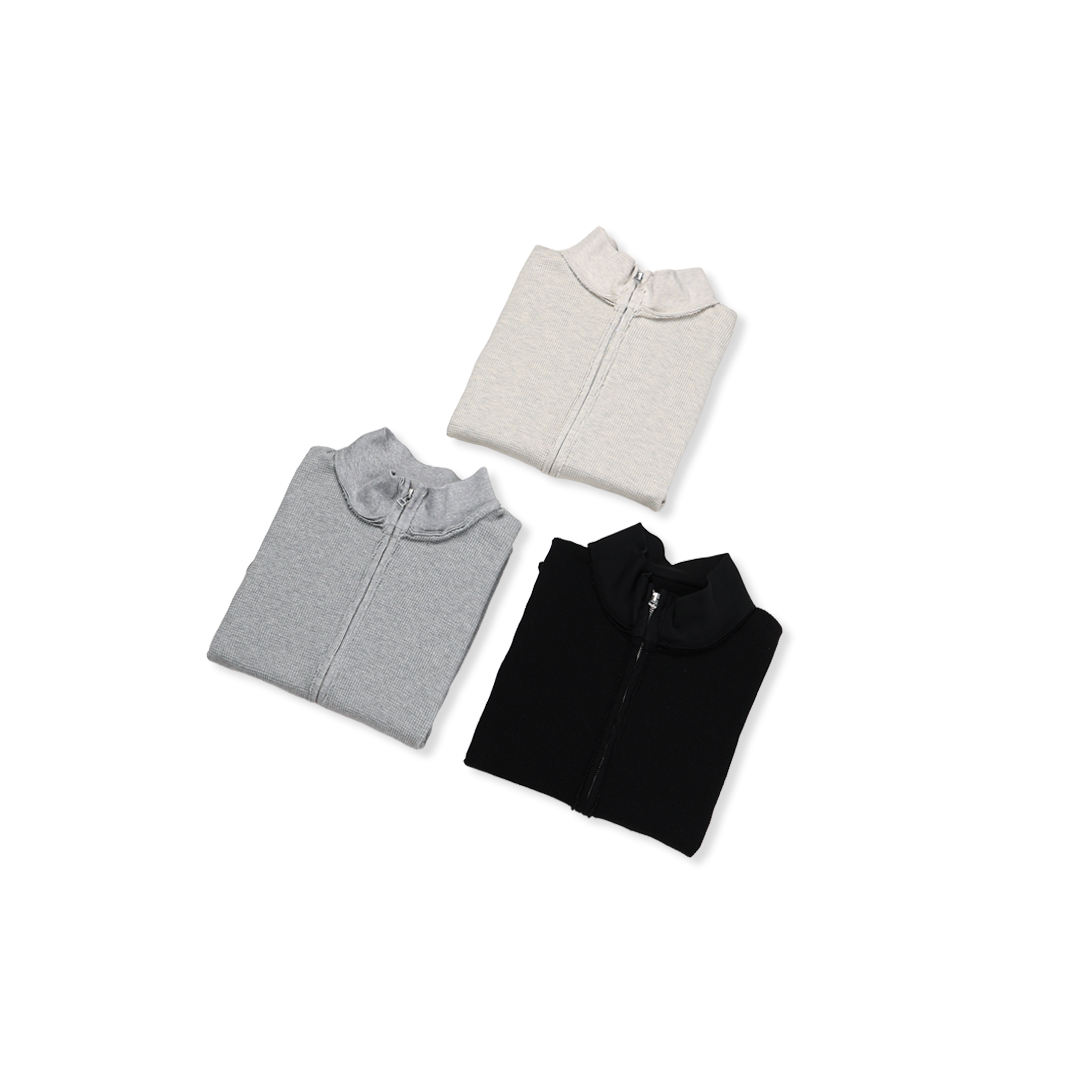 [LOGAN] Mock Neck Waffle Zip-Up 8