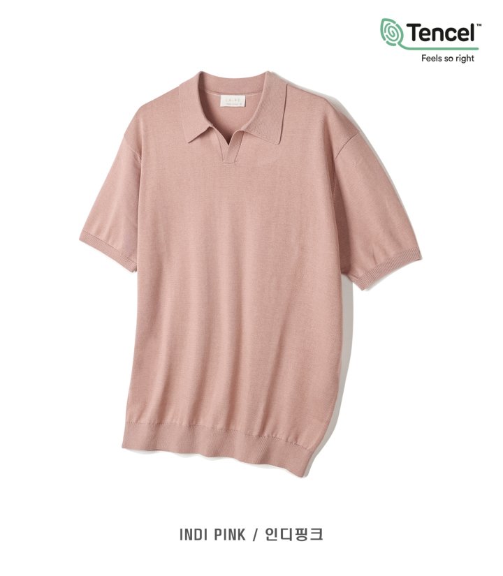 [LAINE] Tencel Slit Collared Short Sleeve Knit 4