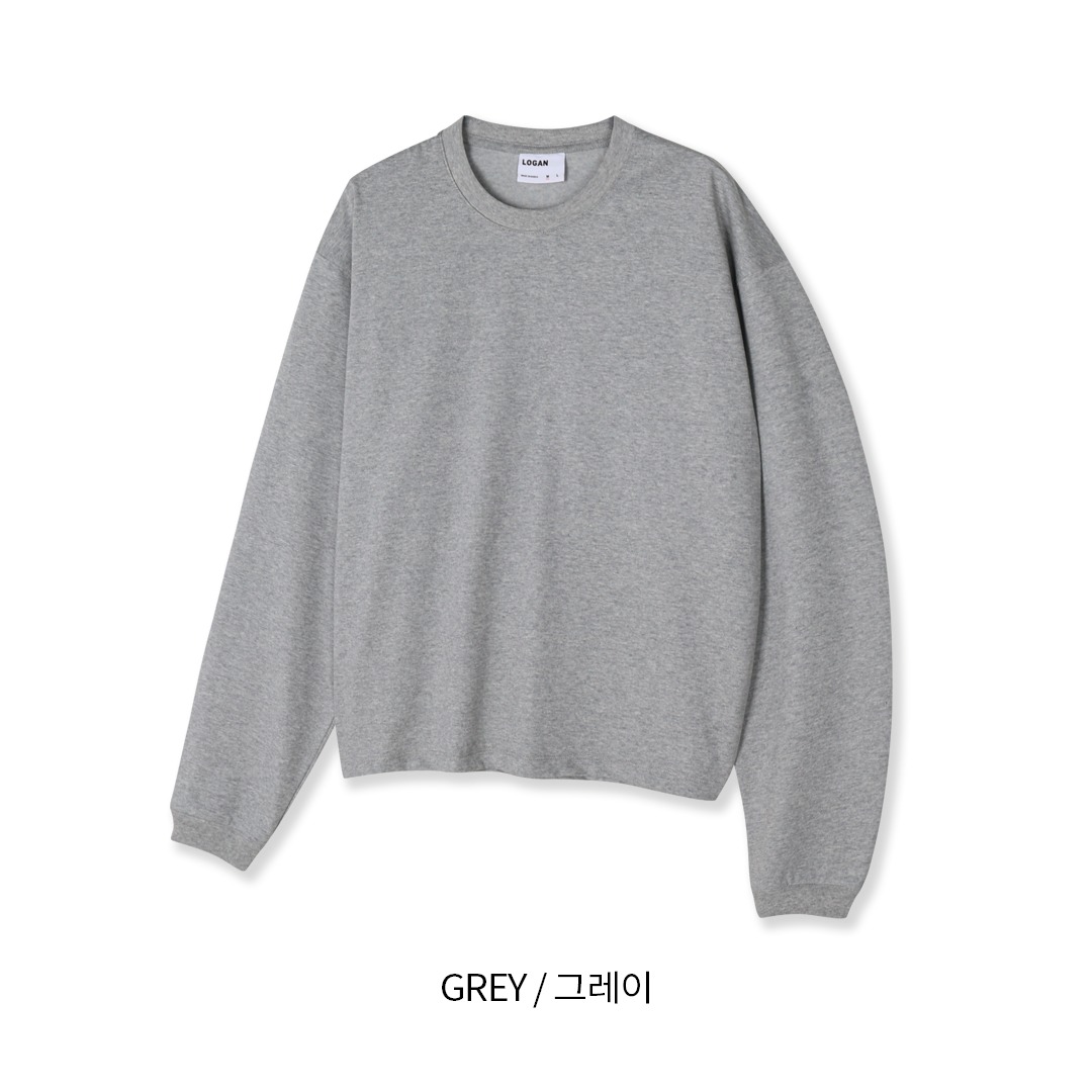 [LOGAN] Cropped Ribbed Oversized Long Sleeve T-Shirt