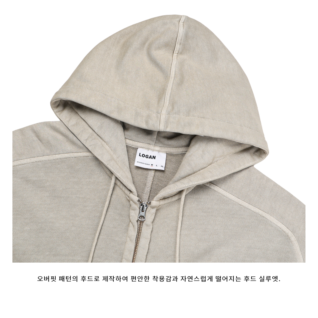[LOGAN] Retro Dyed Saddle Pigment Zip Up Hoodie 5