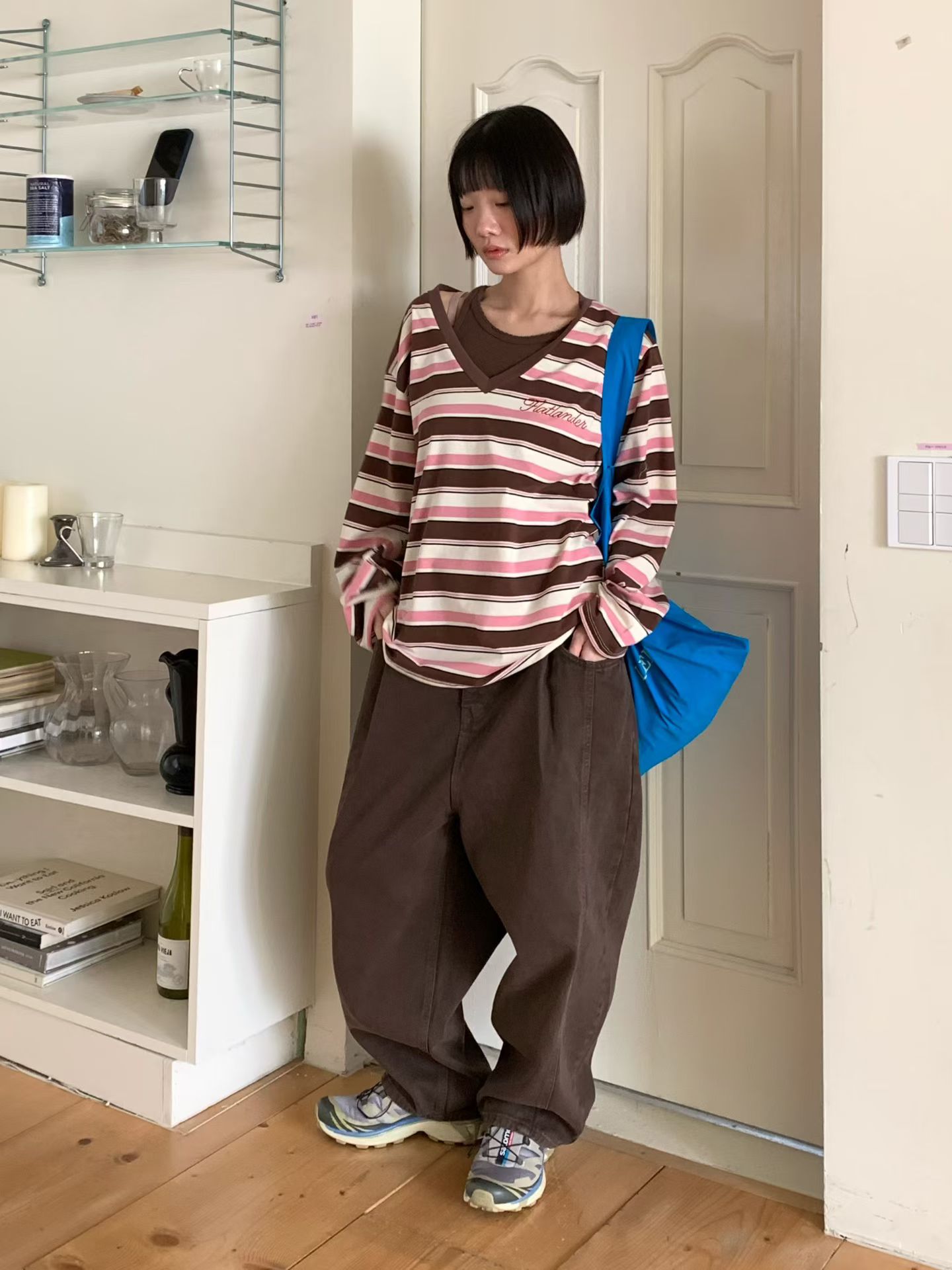 [VENTI] V-Neck Striped Long Sleeve T-Shirt 4