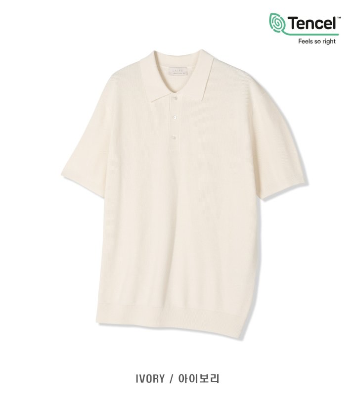 [LAINE] Tencel Hacci Collared Short Sleeve Knit 6