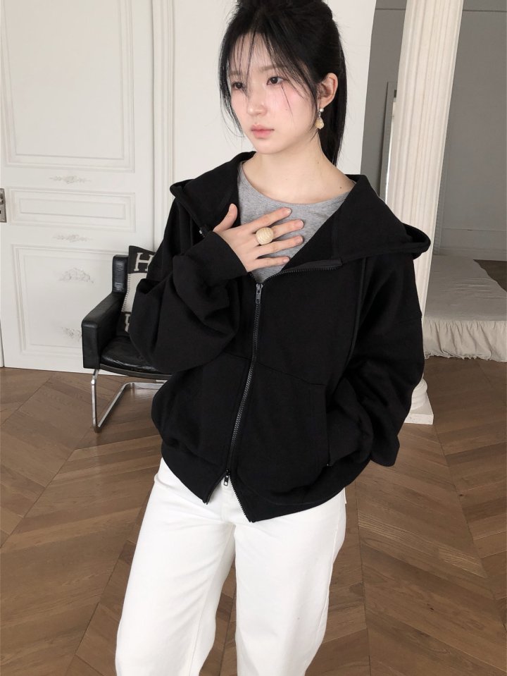 [LE BUTTER] Oversized Zip-up Hoodie 9