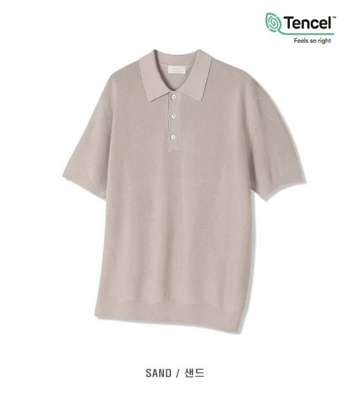 [LAINE] Tencel Hacci Collared Short Sleeve Knit 7