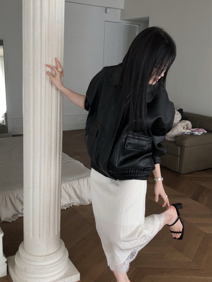 [LE BUTTER] Vintage Button Leather Jacket 3