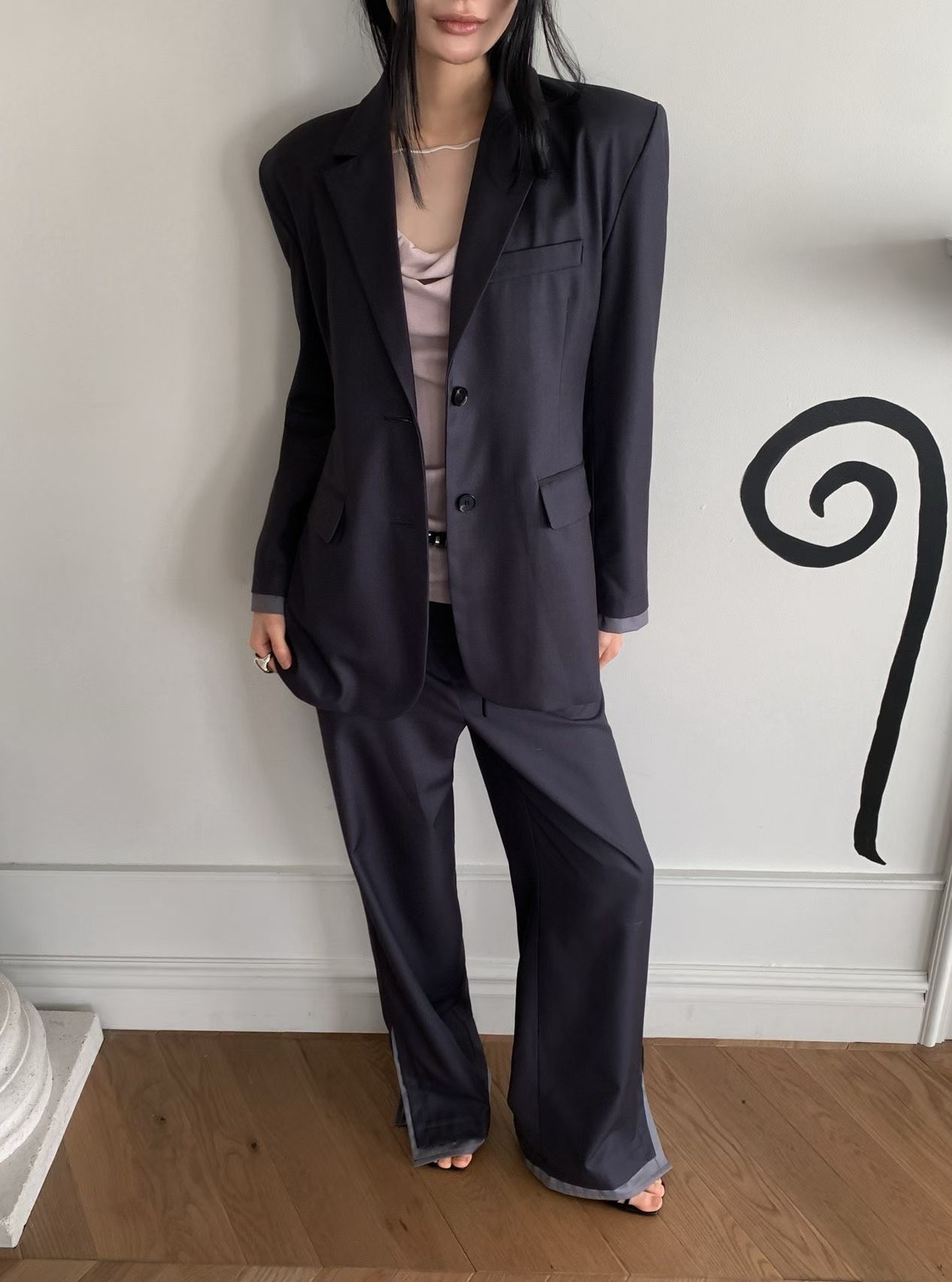 [FOUNDATION] Nine Single Jacket Pleated Skirt Set 7