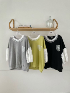 [VENTI] Meidi Lace Color-Block Sweatshirt 8