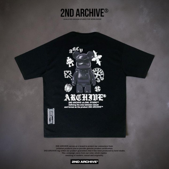 [2ND ARCHIVE] Black Cross Bear Short Sleeve T-Shirt 10