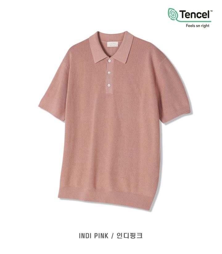 [LAINE] Tencel Hacci Collared Short Sleeve Knit 3