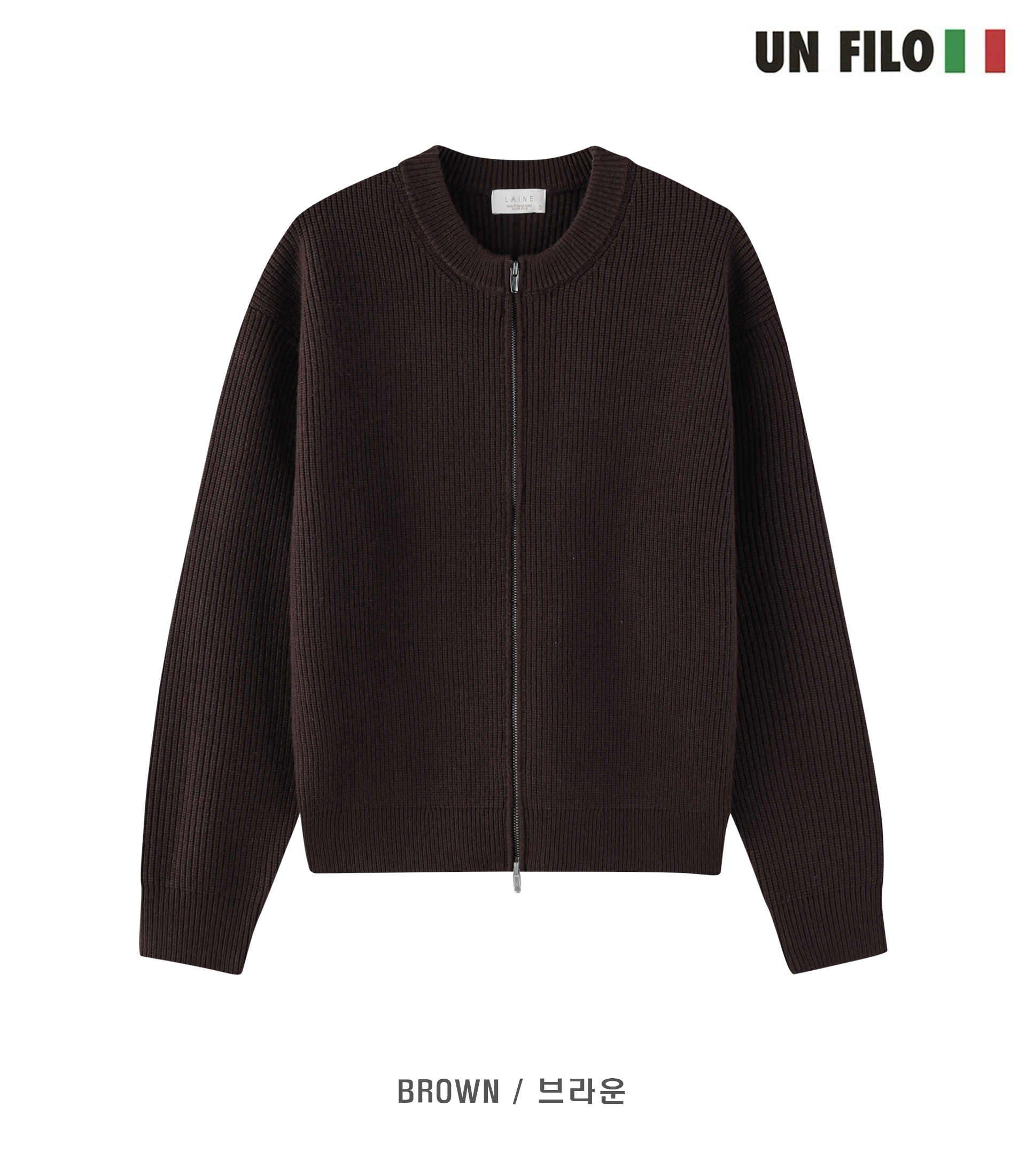 [LAINE] Impressive Round Neck Zip-up Knit 9