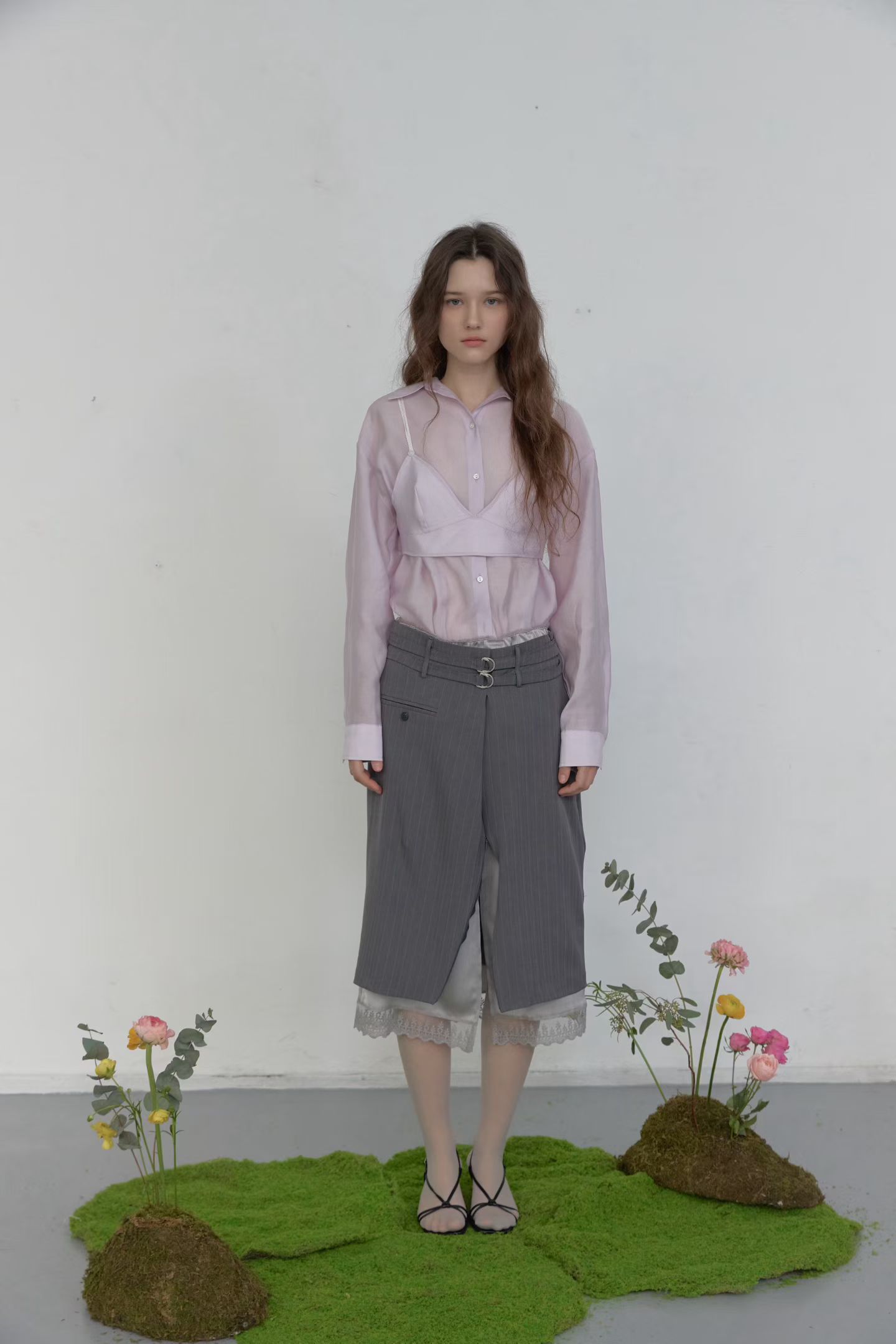 [FOUNDATION] Drain Zipper Slit Belt Skirt 4
