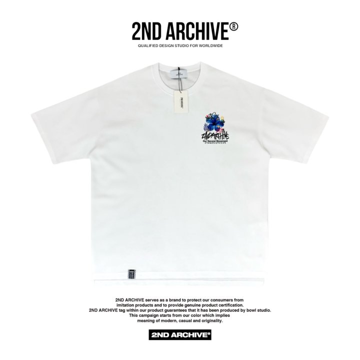 [2ND ARCHIVE] Blue Flower Painting Short Sleeve T-Shirt 6