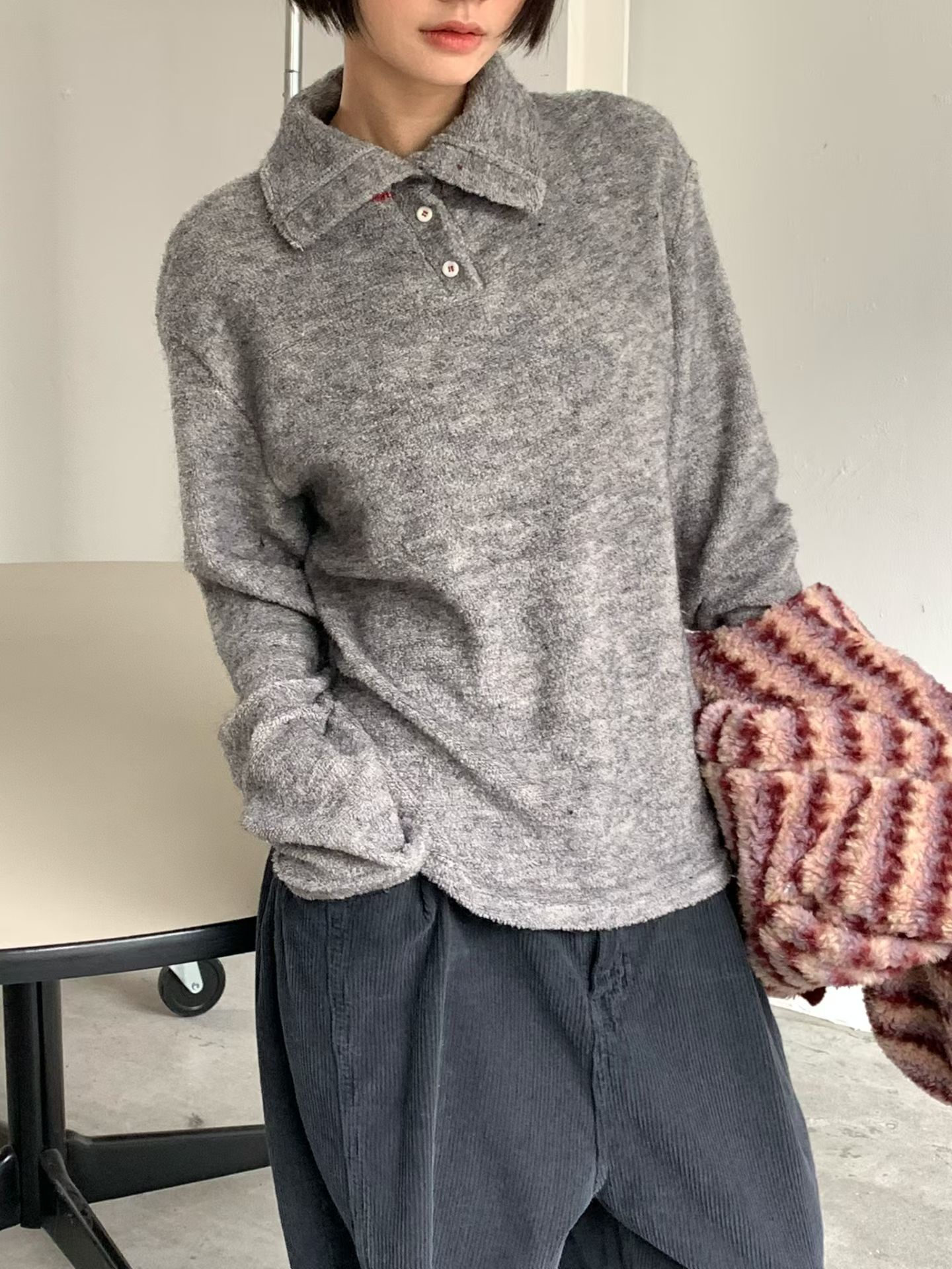 [VENTI] Buttoned Turtleneck T-Shirt 6