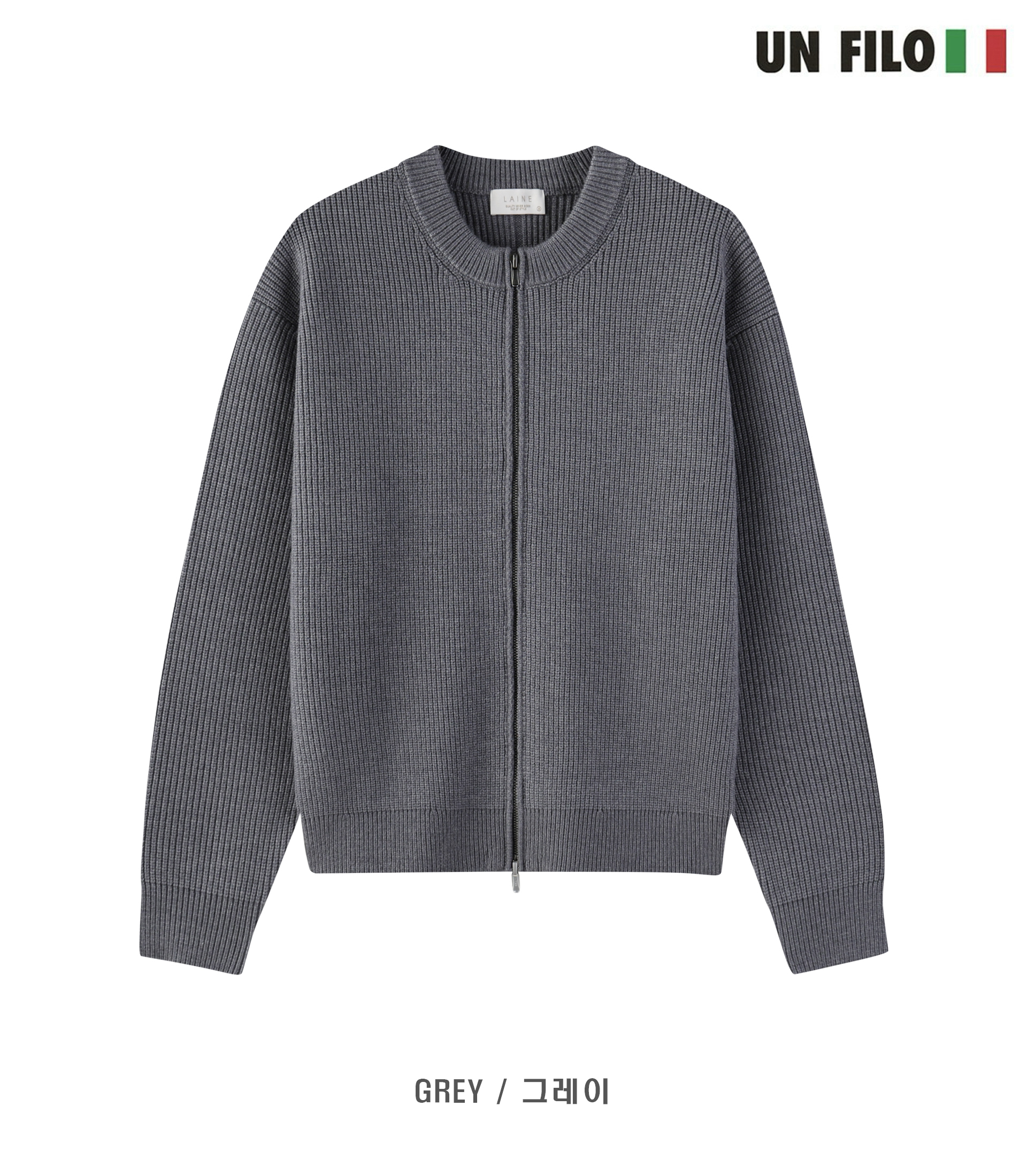 [LAINE] Impressive Round Neck Zip-up Knit 5