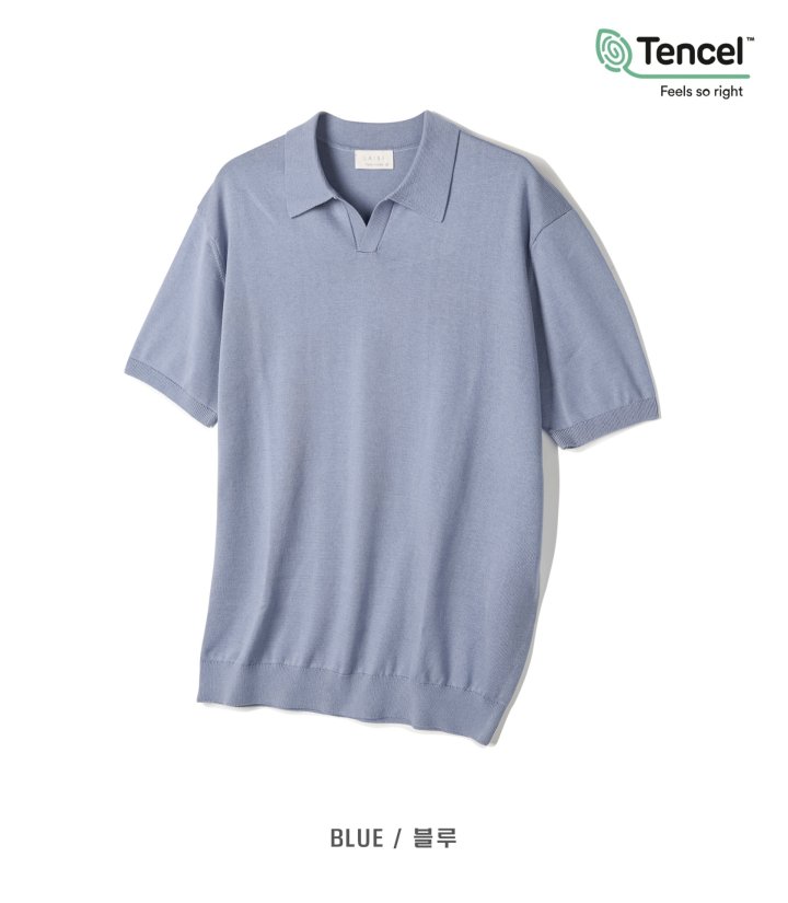 [LAINE] Tencel Slit Collared Short Sleeve Knit 5