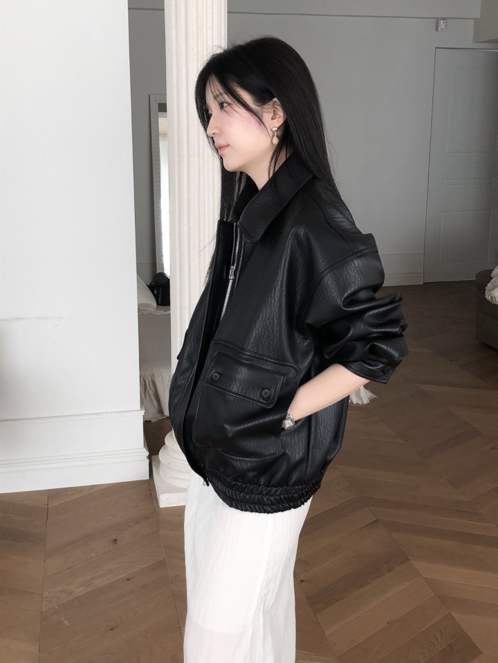 [LE BUTTER] Vintage Button Leather Jacket 9