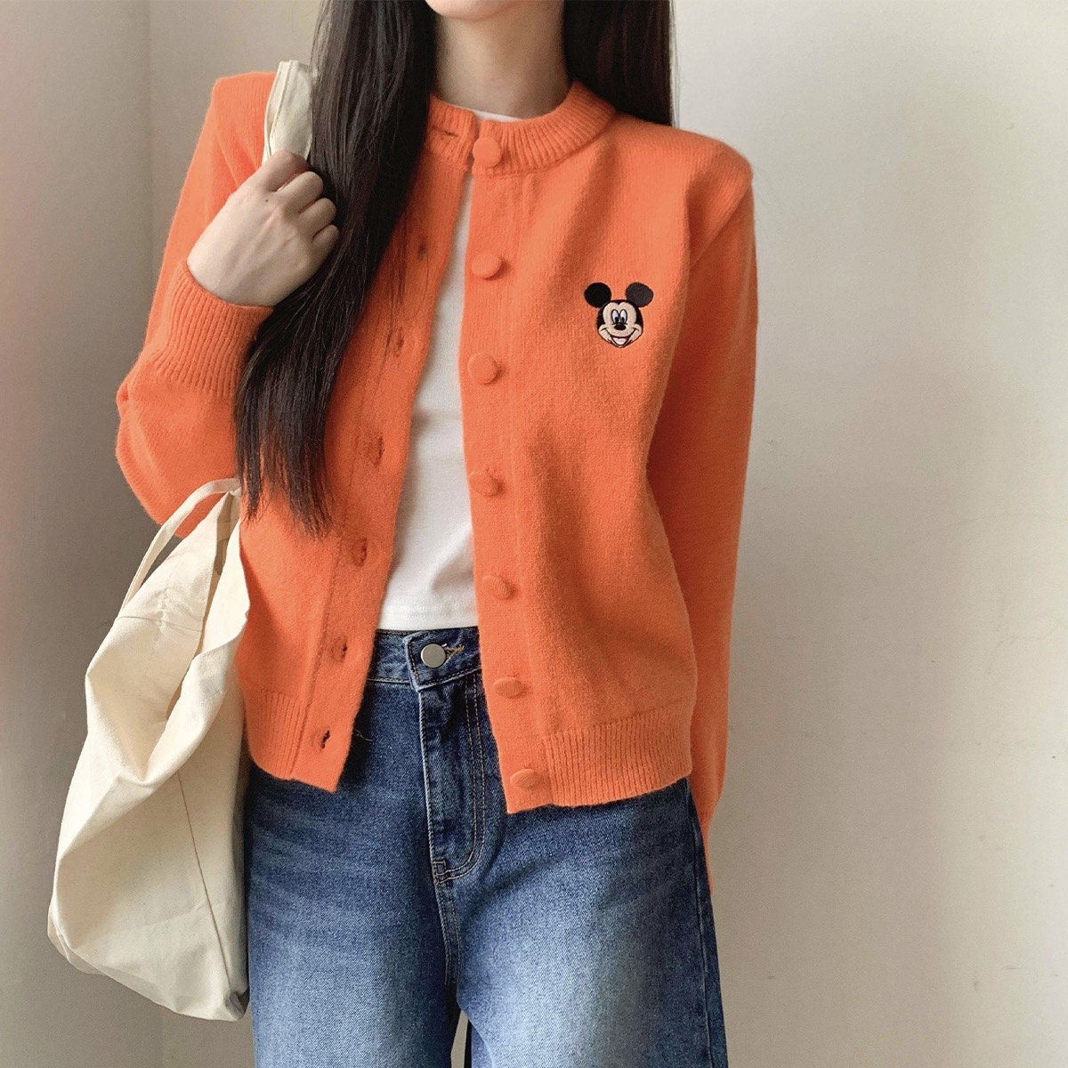 (Official Licensed Disney) [NEON FISH] Mickey Embroidered Cardigan 2