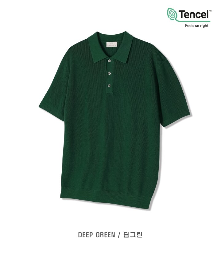 [LAINE] Tencel Hacci Collared Short Sleeve Knit 4