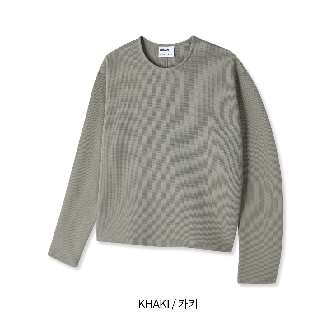 [LOGAN] Waffle Cropped Long Sleeve T-Shirt