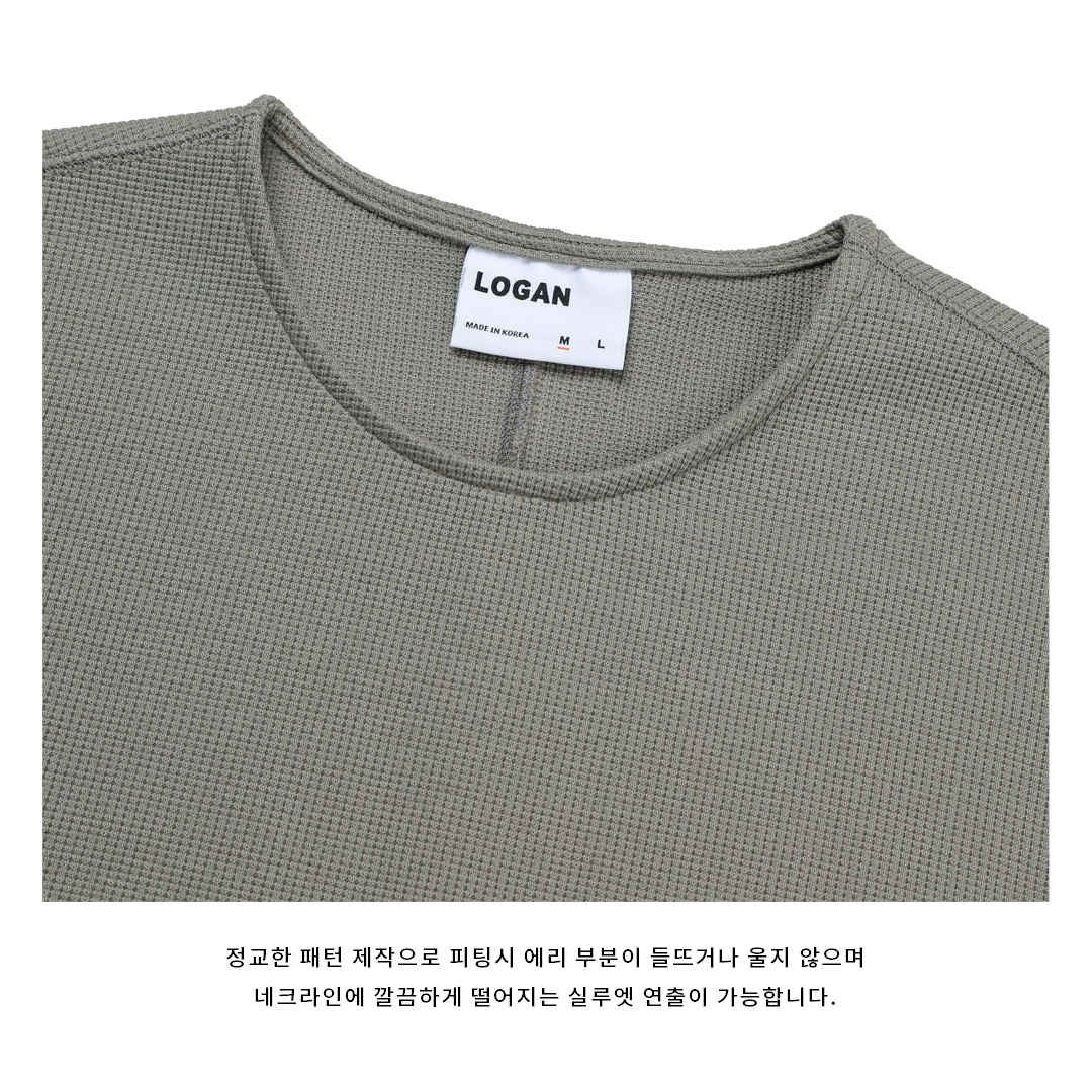 [LOGAN] Waffle Cropped Long Sleeve T-Shirt 7