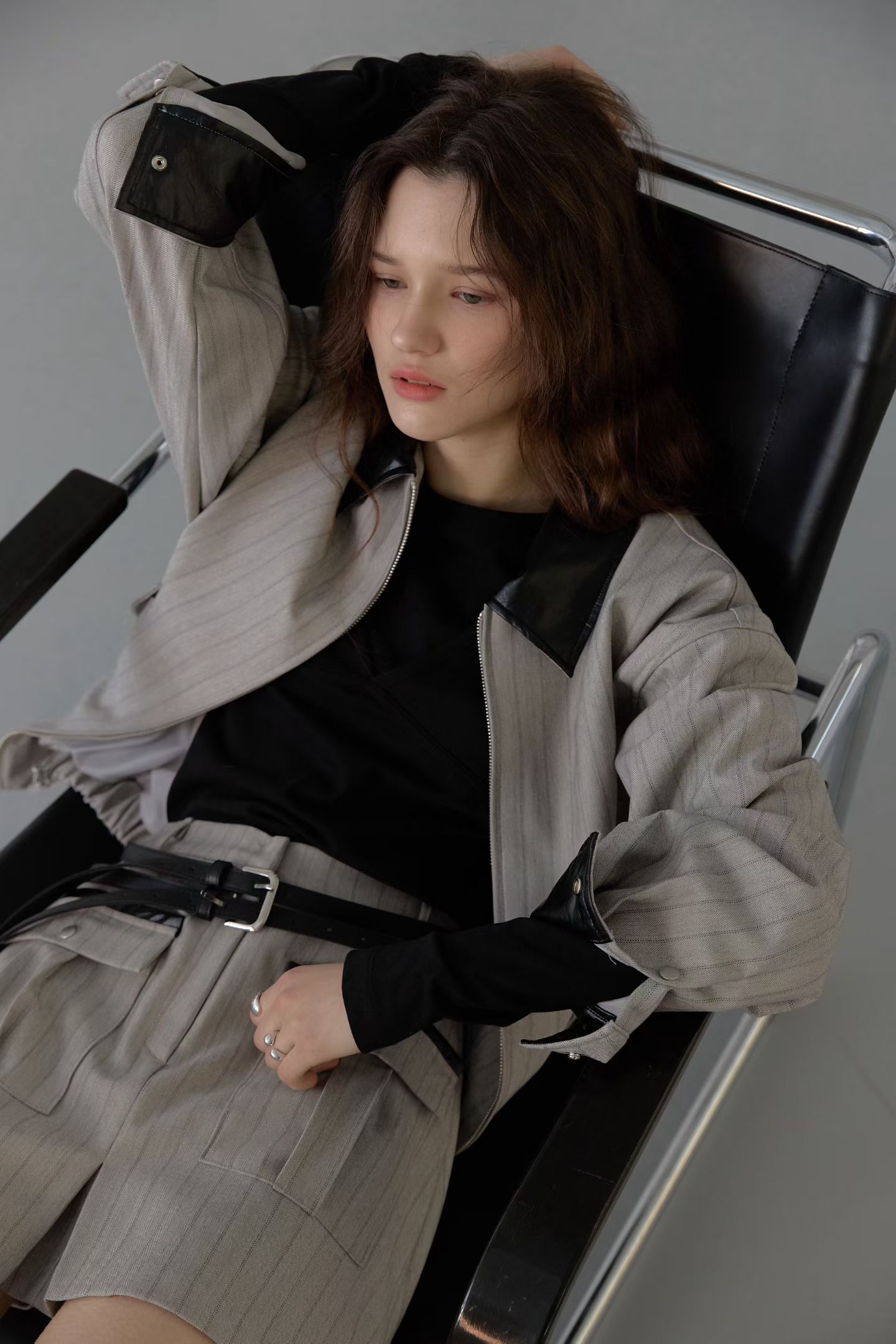 [FOUNDATION] Ver Leather Color-Block Zip-up Jumper 10