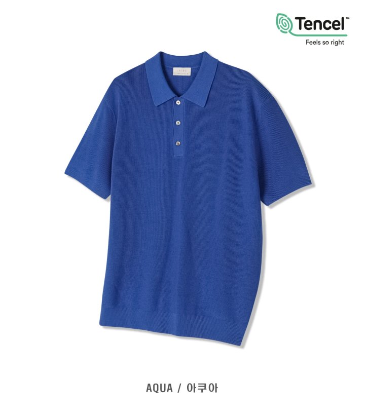 [LAINE] Tencel Hacci Collared Short Sleeve Knit 5