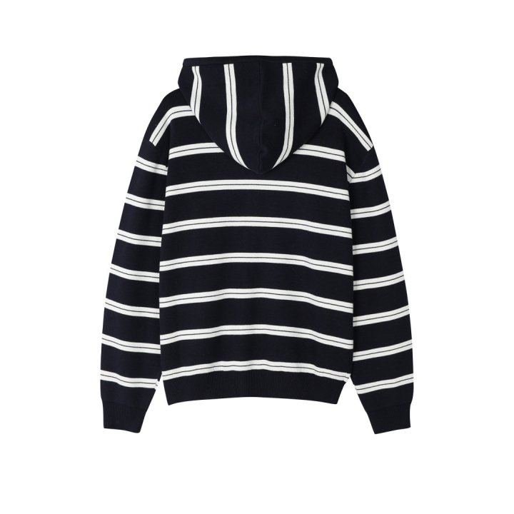 [LOGAN] Striped Hooded Cardigan 3