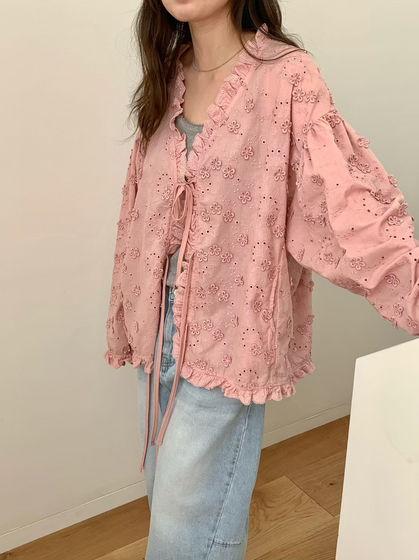 [VENTI] Ribbon Lace Cardigan 2