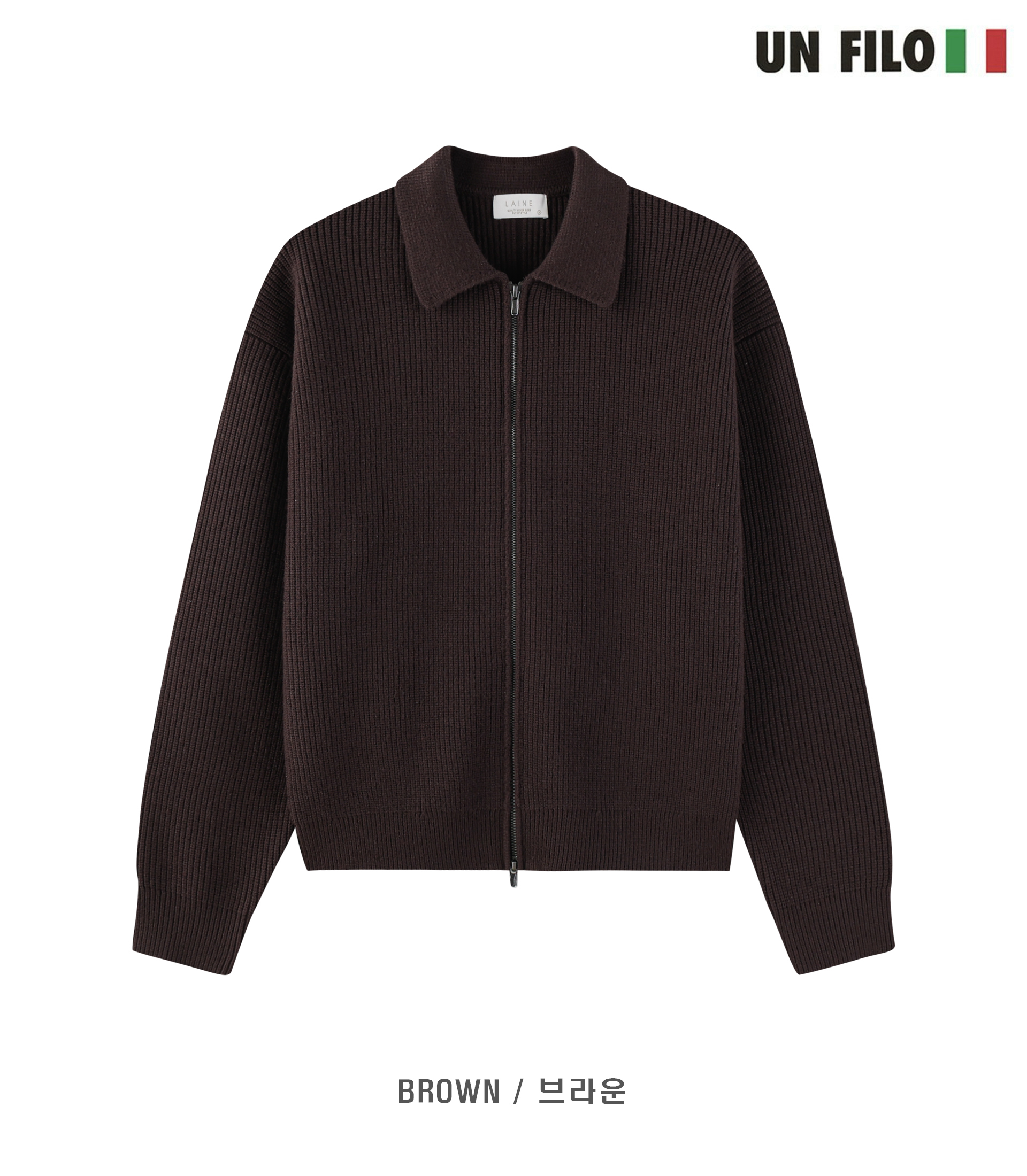 [LAINE] Impressive Collared Zip-up Knit 8