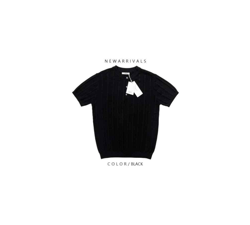 [OCEAN] Raf Muscle Fit Henley Neck Short Sleeve Knit 5