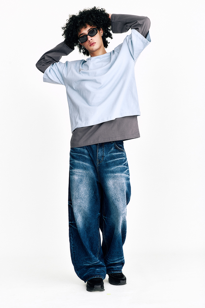 [SSERPE] STARRY NIGHT WASHED WIDE DENIM PANTS 5