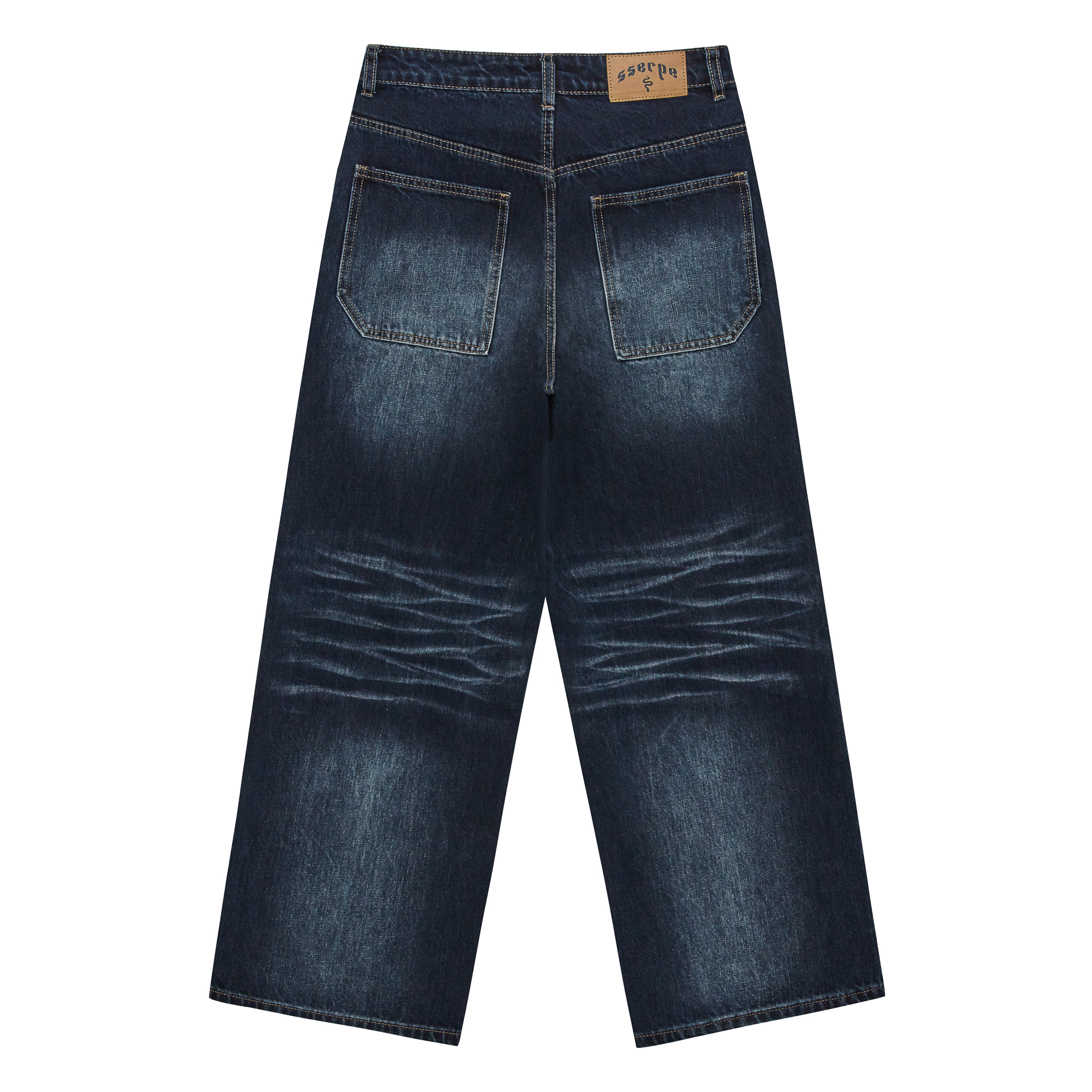 [SSERPE] DOUBLE KNEE CARPENTER WIDE DENIM PANTS 8