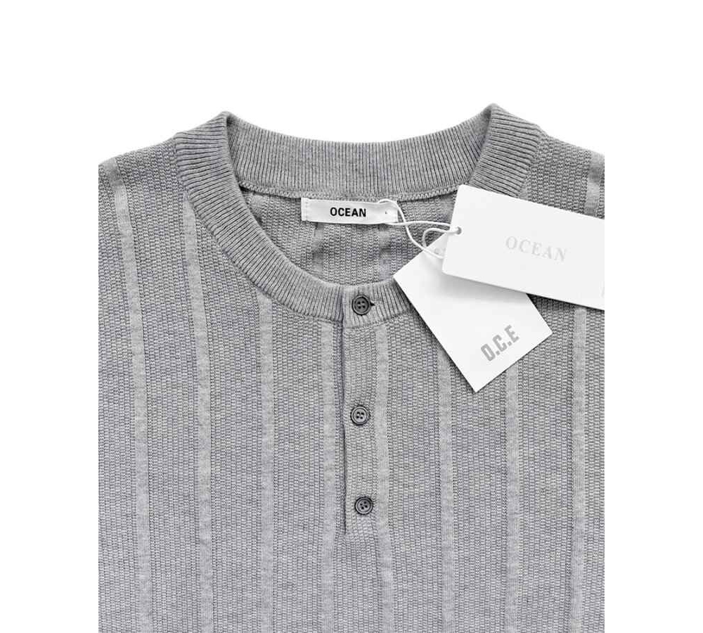 [OCEAN] Raf Muscle Fit Henley Neck Short Sleeve Knit 7