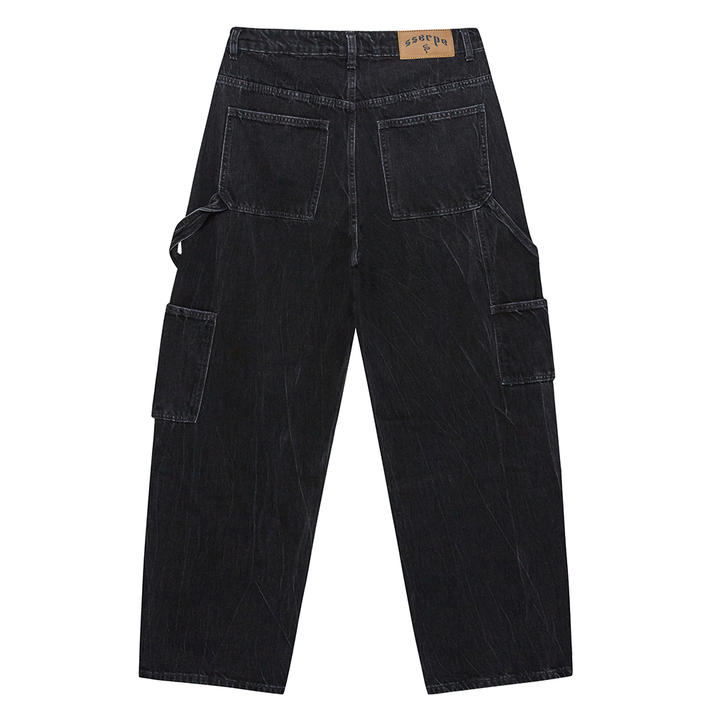 [SSERPE] CURVED CARPENTER CRACK DENIM PANTS 8