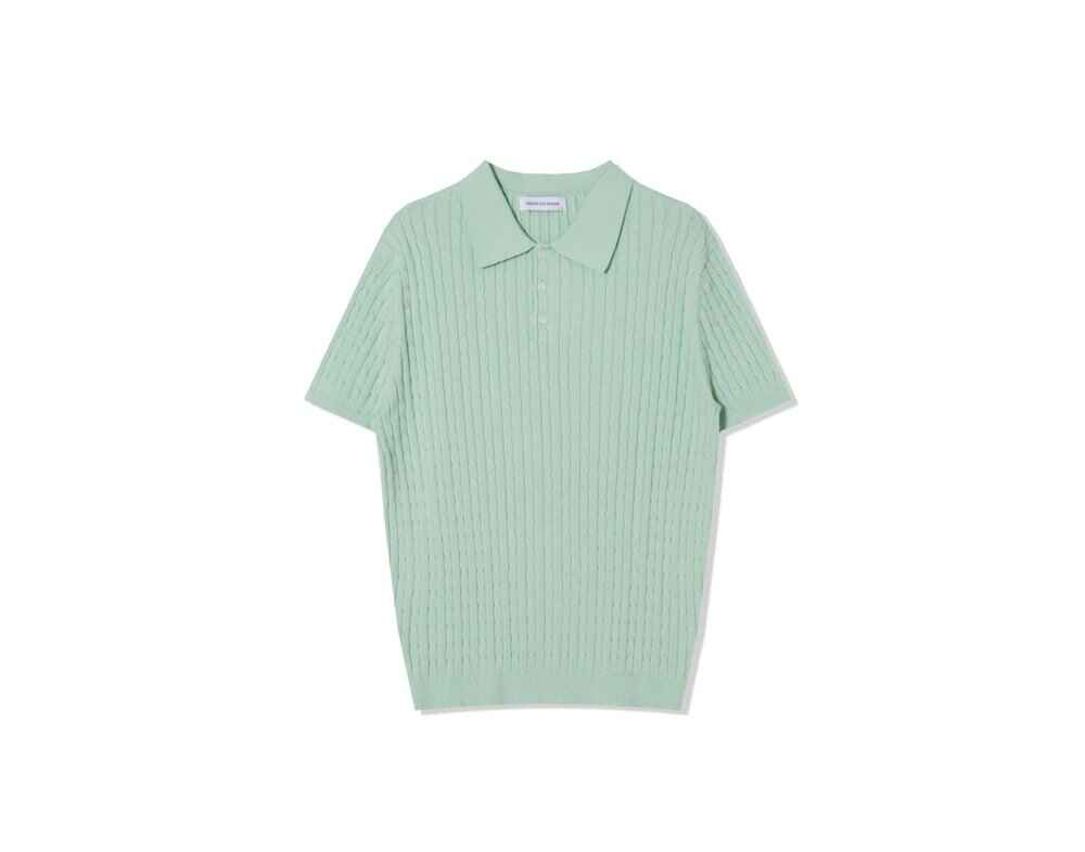 [OCEAN] Pure Cotton Cable Washable Collar Short Sleeve Knit 6