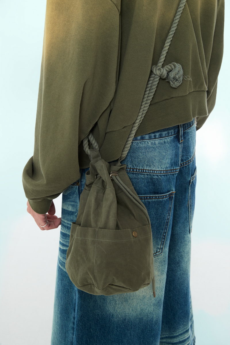 [SSERPE] WAXED COTTON HIPPIE BAG 3
