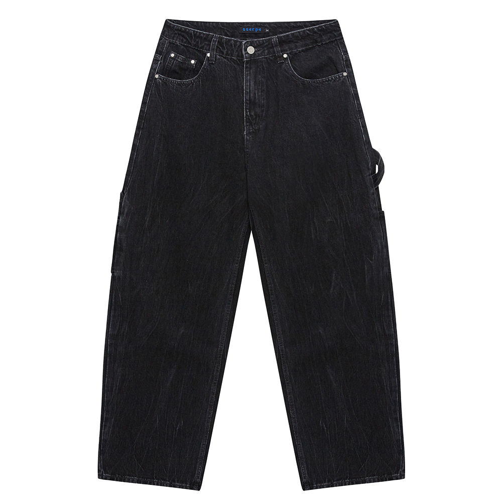 [SSERPE] CURVED CARPENTER CRACK DENIM PANTS 7