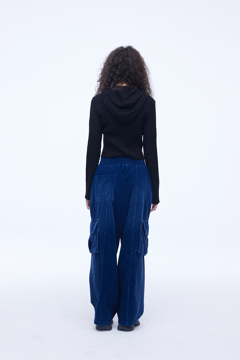 [SSERPE] WASHING CORDUROY CARGO BANDING DENIM PANTS 3