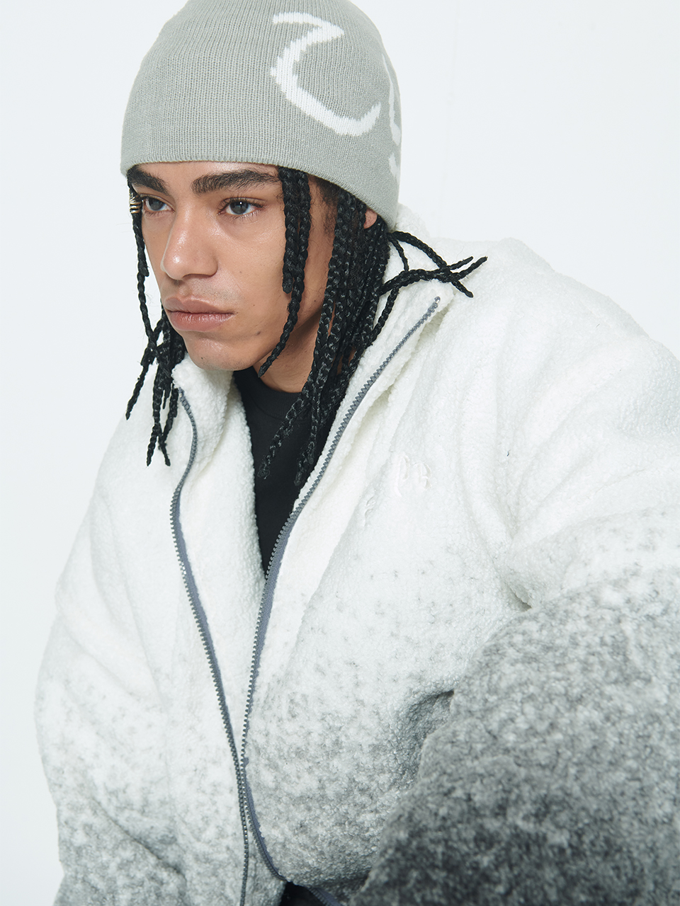 [SSERPE] GREY GRADATION SHERPA FUR JACKET 9