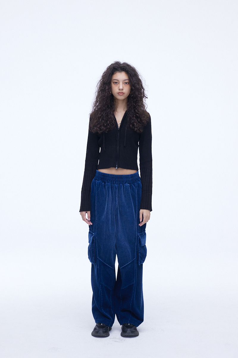 [SSERPE] WASHING CORDUROY CARGO BANDING DENIM PANTS 2