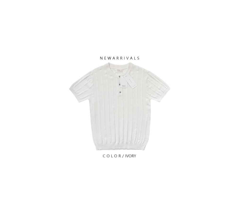 [OCEAN] Raf Muscle Fit Henley Neck Short Sleeve Knit 6