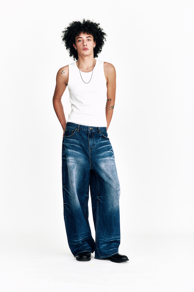 [SSERPE] STARRY NIGHT WASHED WIDE DENIM PANTS 2