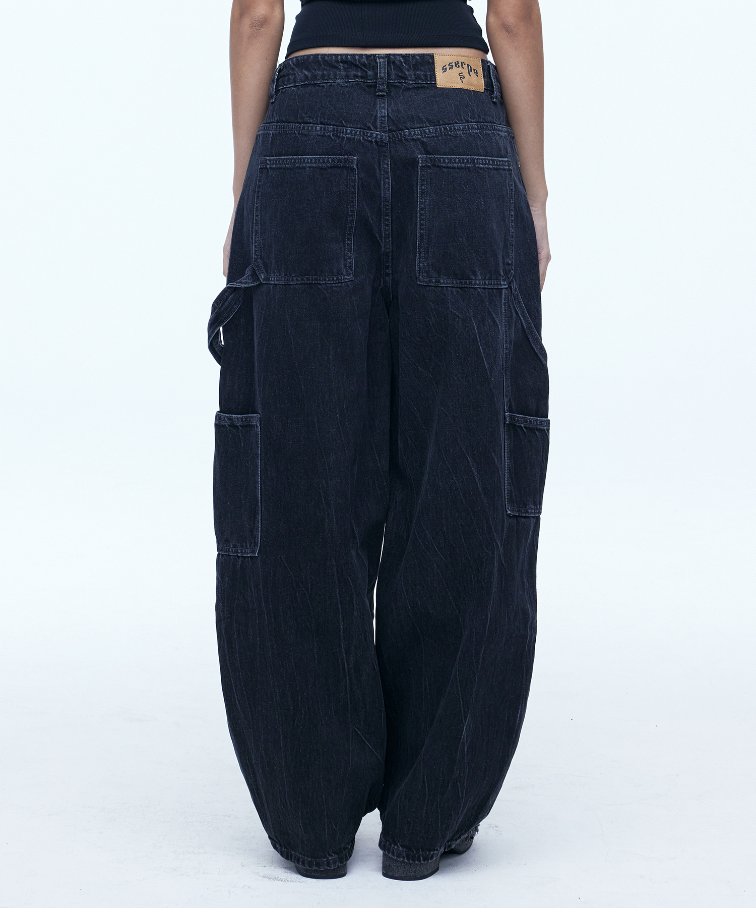 [SSERPE] CURVED CARPENTER CRACK DENIM PANTS 6