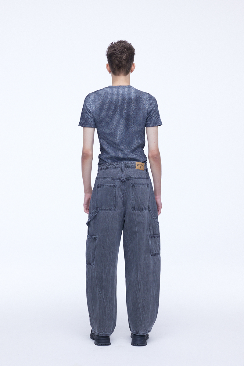 [SSERPE] CURVED CARPENTER CRACK DENIM PANTS 2