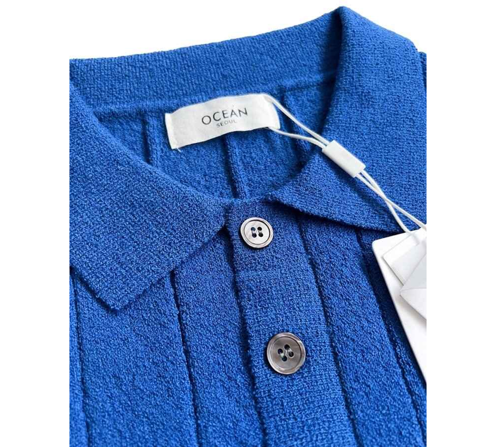 [OCEAN]Signature Boucle Ribbed Washable Collar Short Sleeve Knit 7