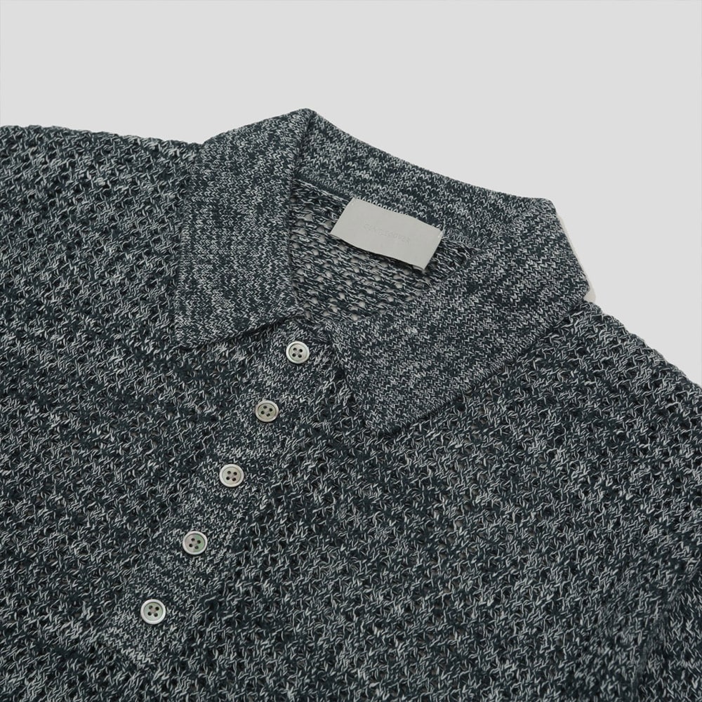[GENTLE COVER] Helly Two-Tone Collar Short-Sleeved Knit 4