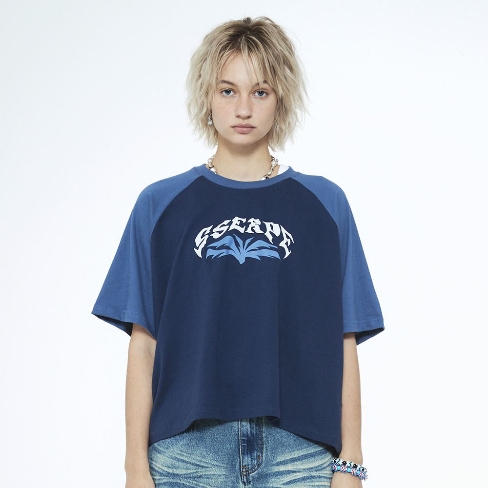 [SSERPE] MANS RAGLAN CROP HALF SLEEVE T BLACK 7