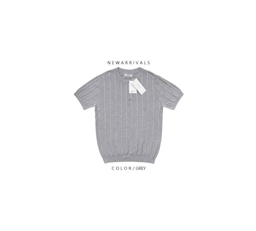 [OCEAN] Raf Muscle Fit Henley Neck Short Sleeve Knit 3