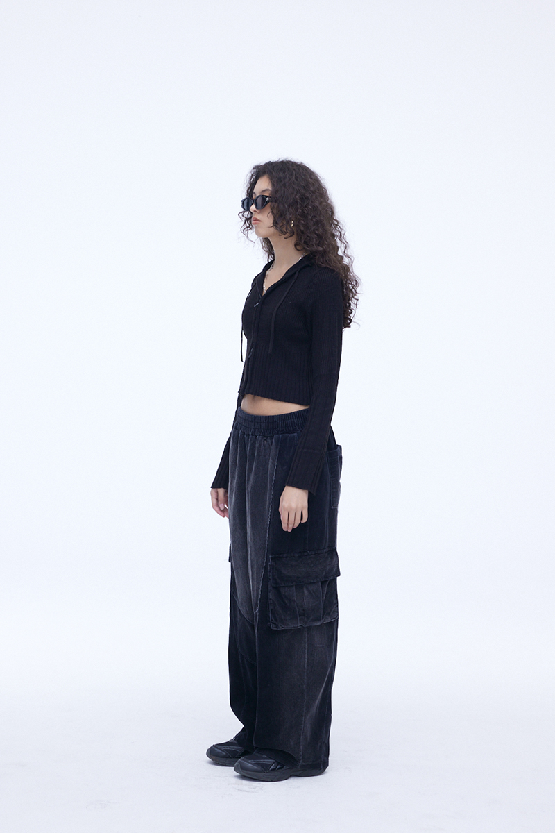 [SSERPE] WASHING CORDUROY CARGO BANDING DENIM PANTS 8